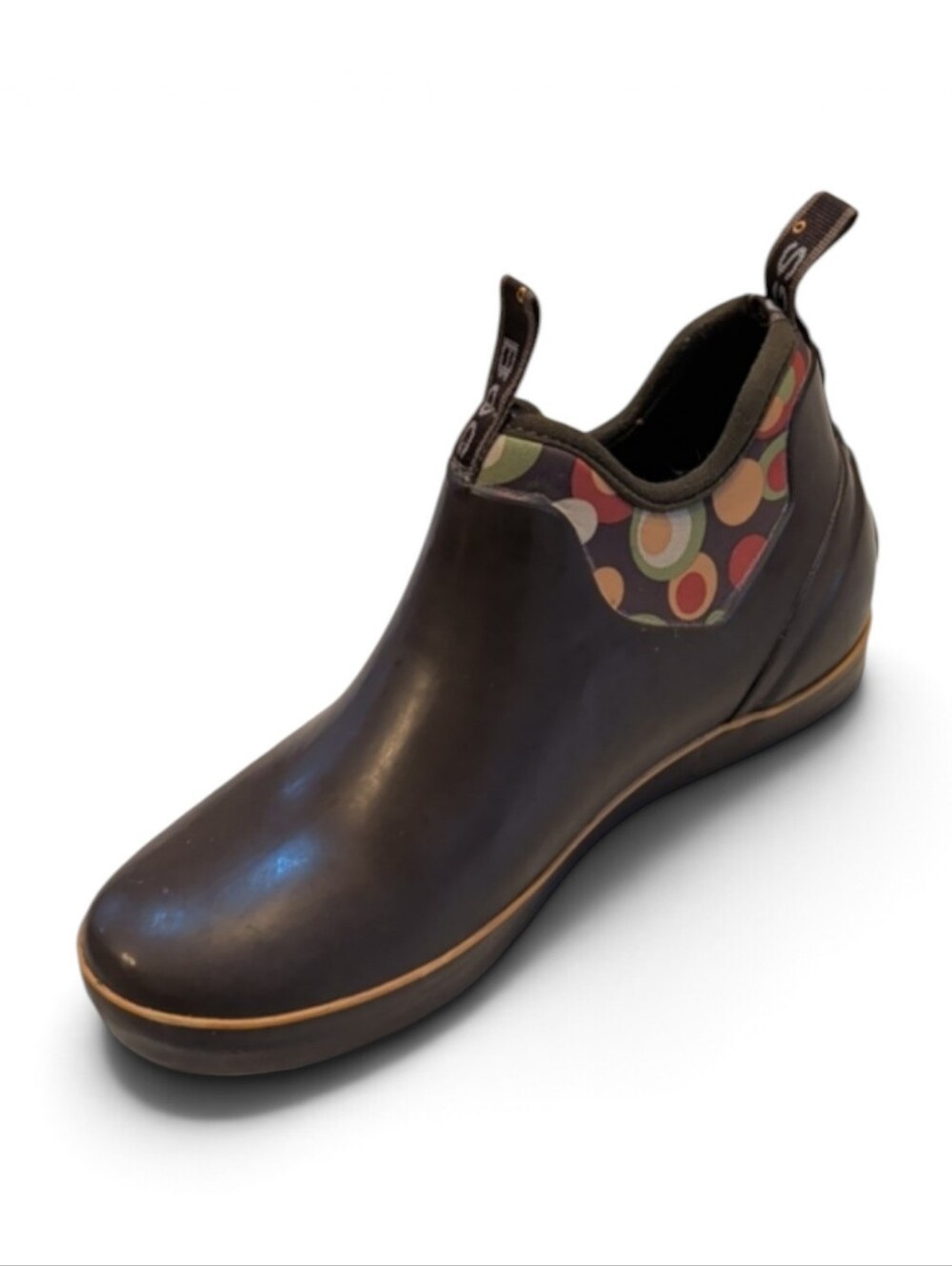 Bogs, Mattie Bubbles Dark Brown Low Rain Boots. Sz 8
